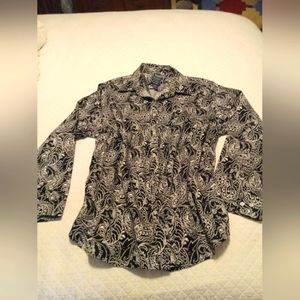 Chaps Womens' Shirt. Black and White Paisley Pattern. Size 2X.